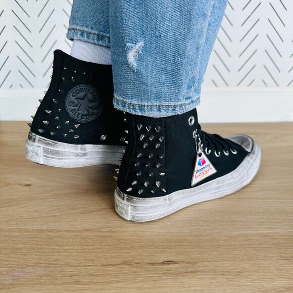 ❤️Rare Converse Chuck 70 Hi Womens Shoes Sz 5 Studded Sneaker Edge Punk A07207C - Picture 1 of 13